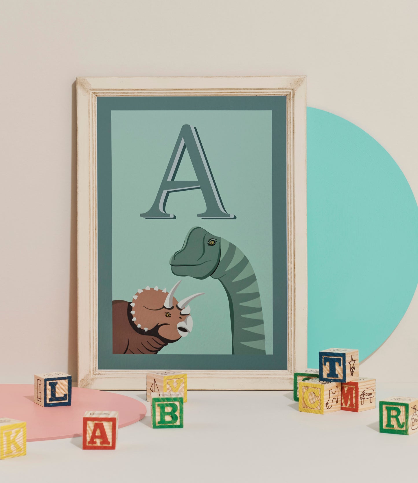 'A' Letter Dino print Blue A5