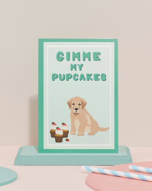 'Cupcake puppy' card in green