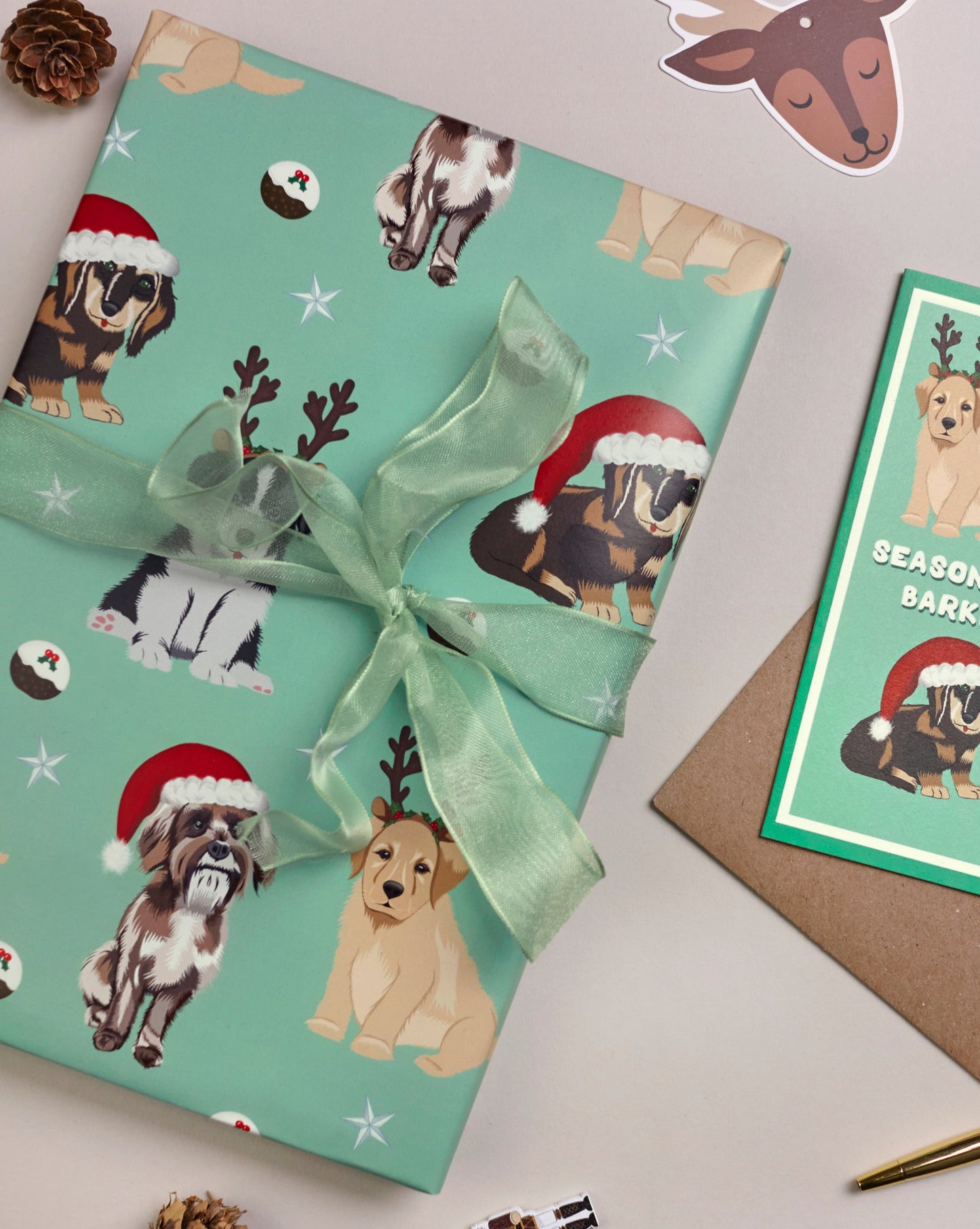 Christmas puppy gift wrap