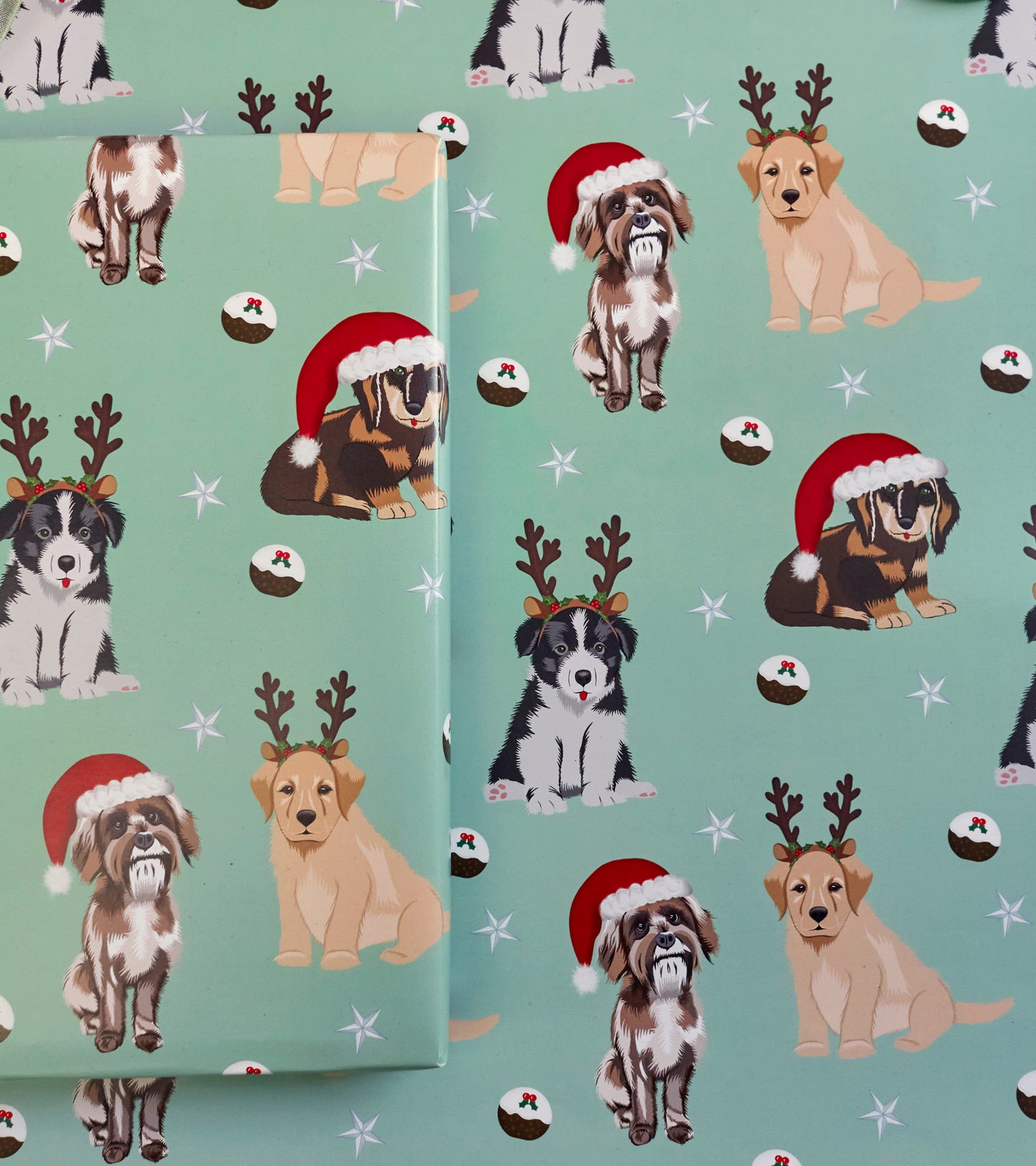 Christmas puppy gift wrap