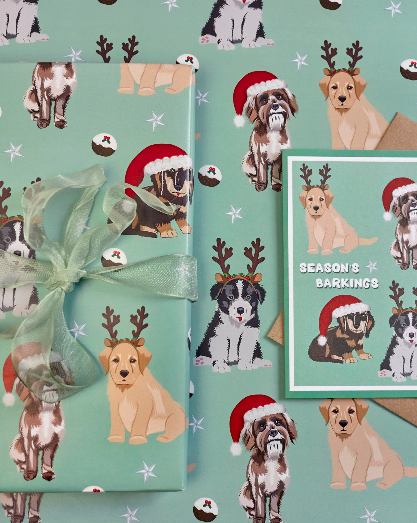 Christmas puppy gift wrap