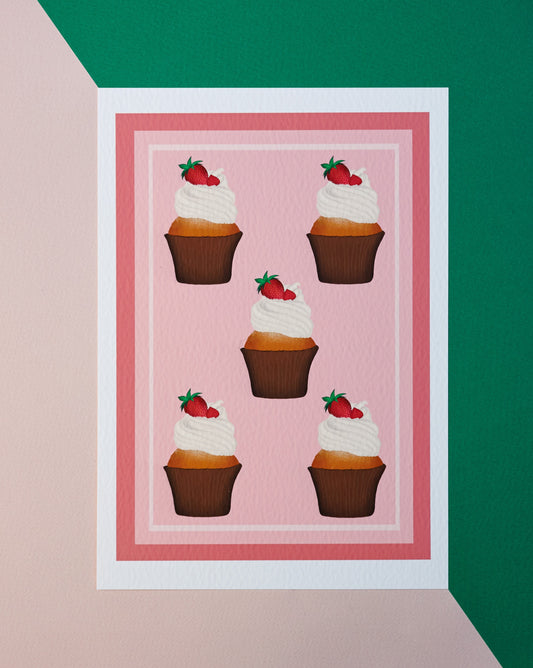 Pink Cupcake Print A4