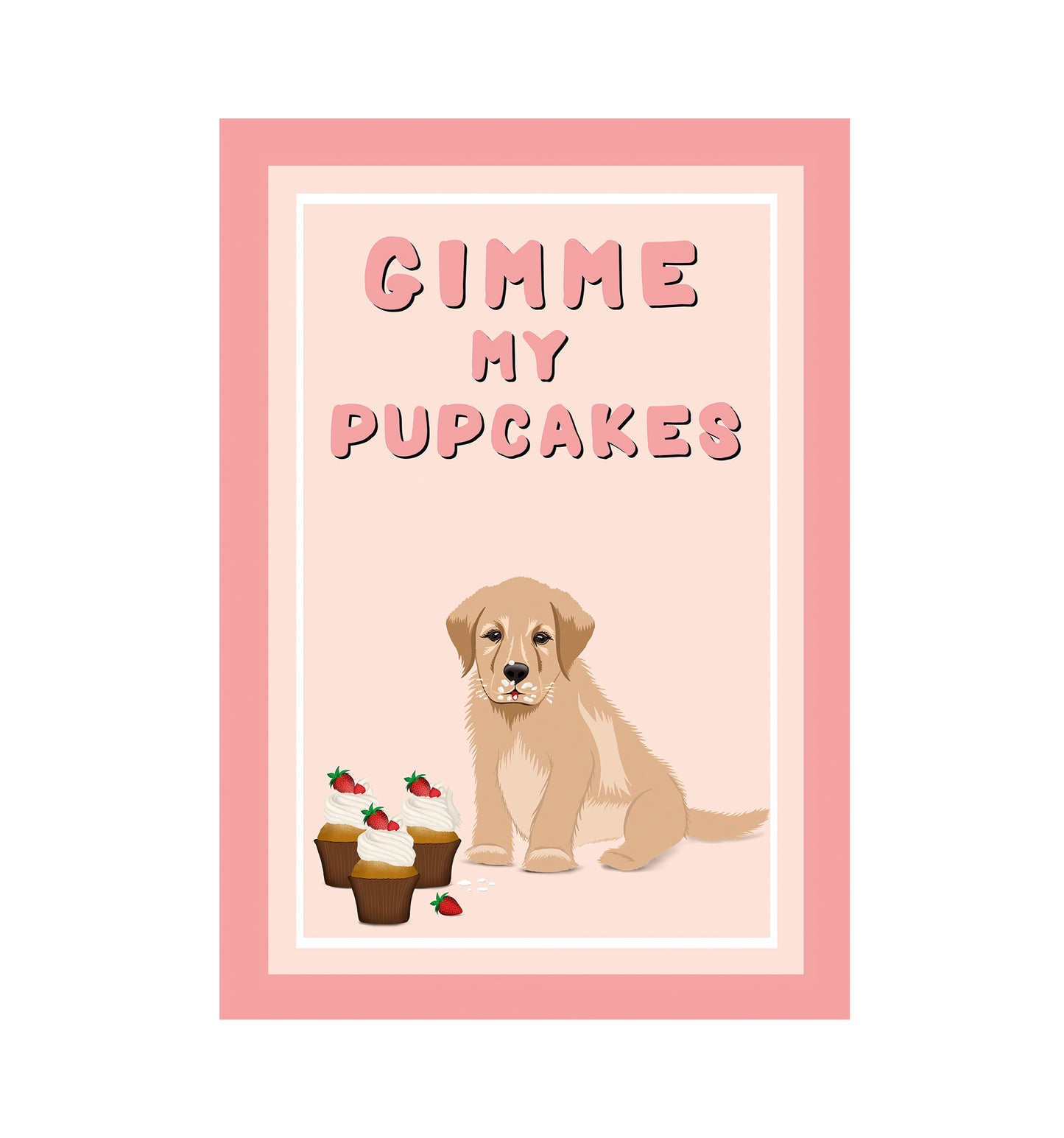 'Cupcake puppy' card in pink