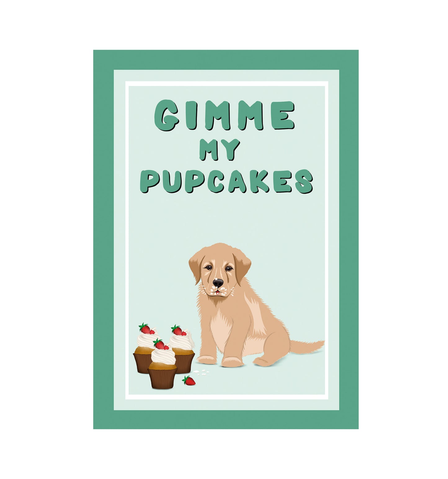 'Cupcake puppy' card in green