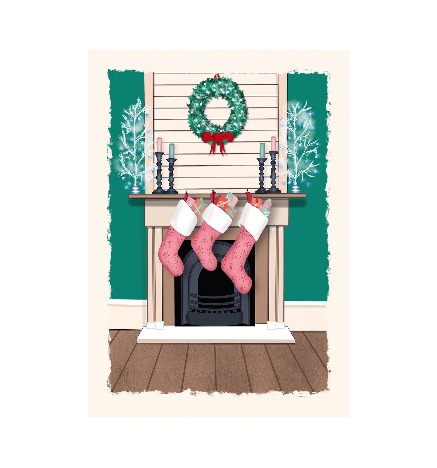 ‘Pink stockings’ Christmas card