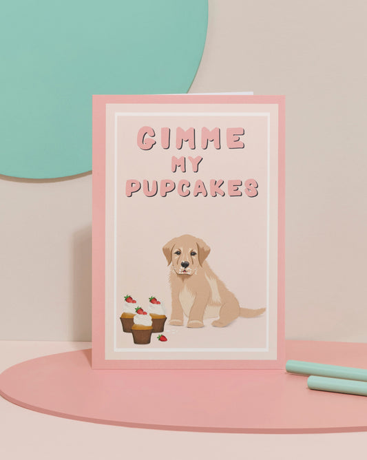 'Cupcake puppy' card in pink