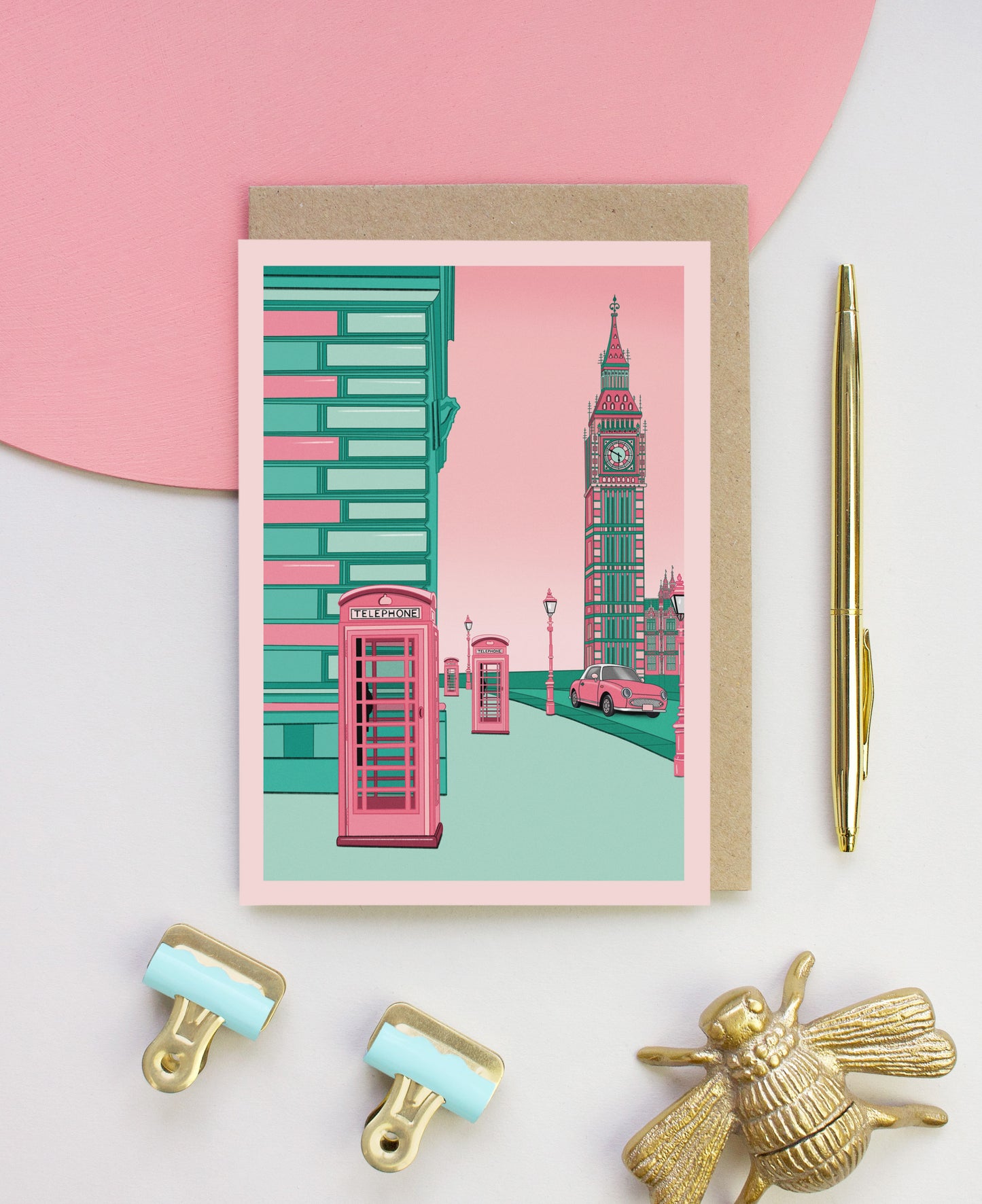 ‘Pink and Mint Big Ben’ card