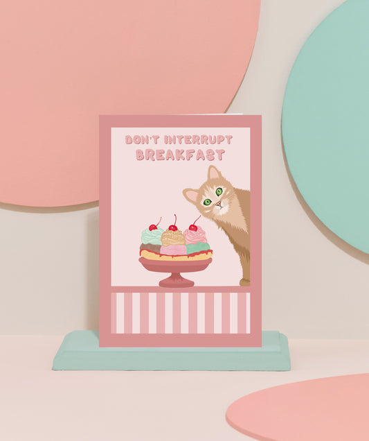 "Breakfast' cat card