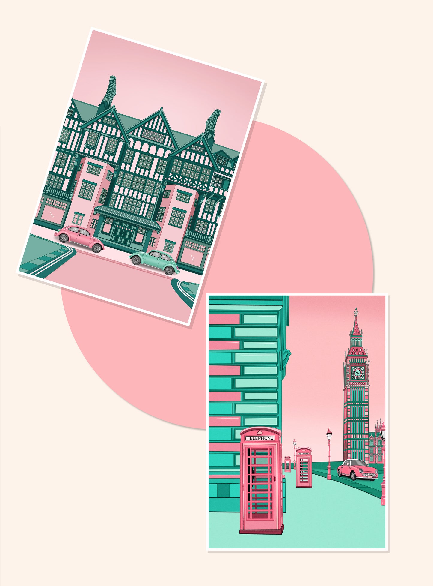 ‘Pink and Mint Big Ben’ Print