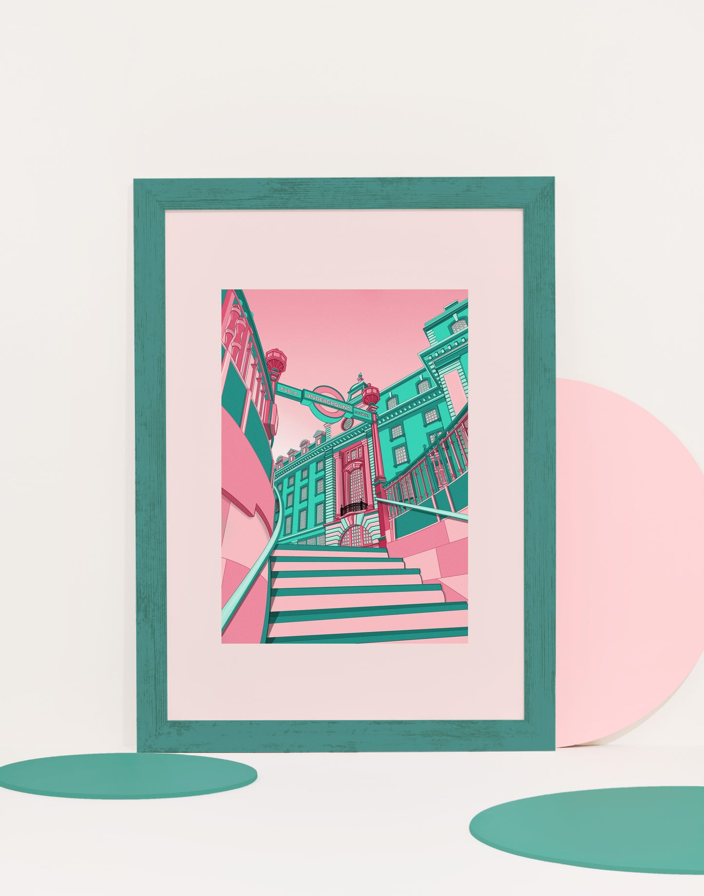 ‘Pink and Mint underground steps’ Print