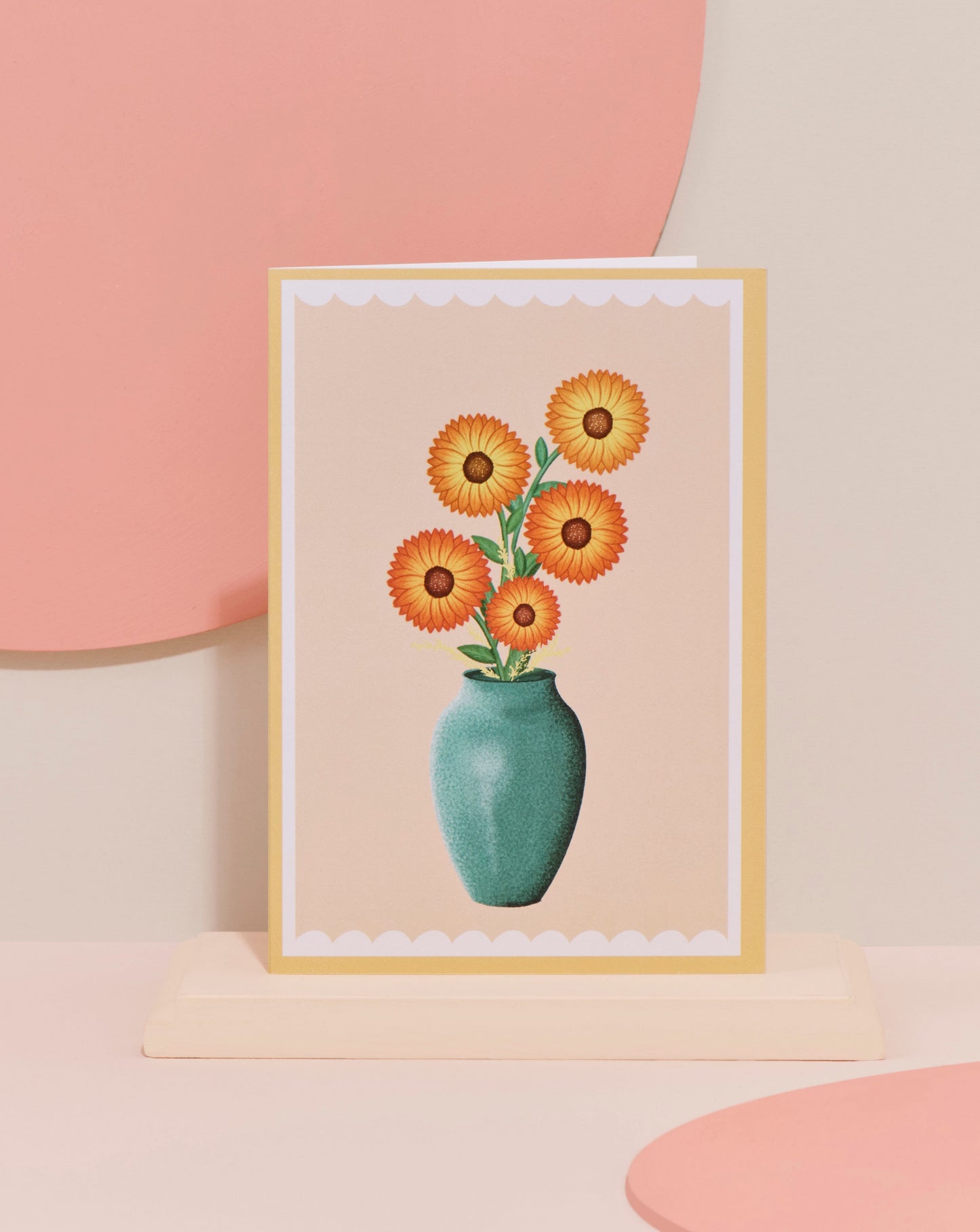 ‘Sunflowers in blue vase’ card