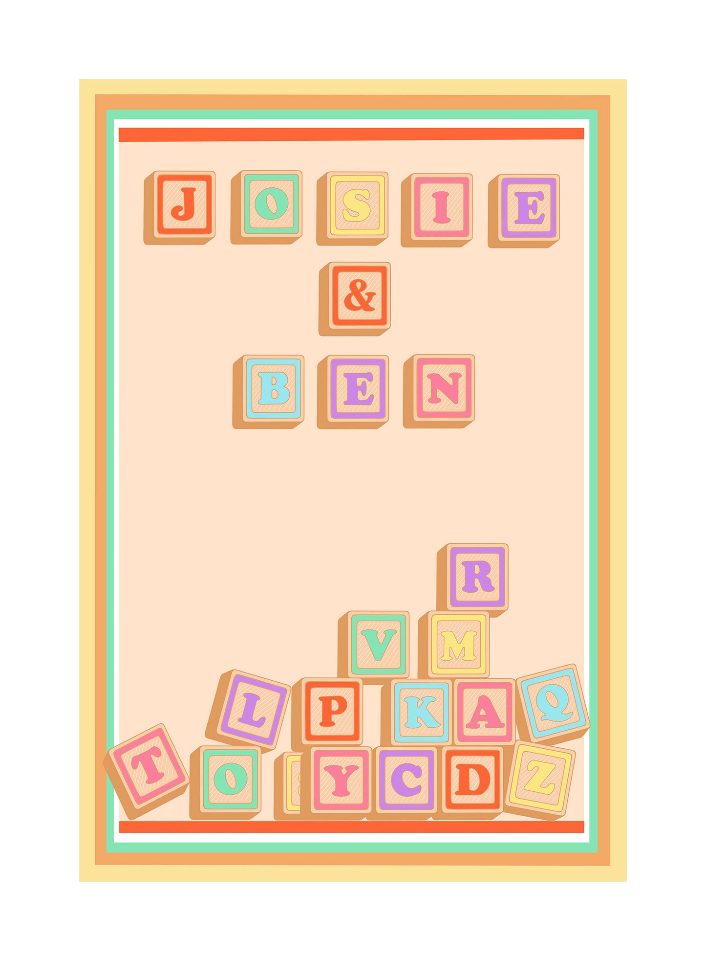 ‘Alphabet blocks name’ print