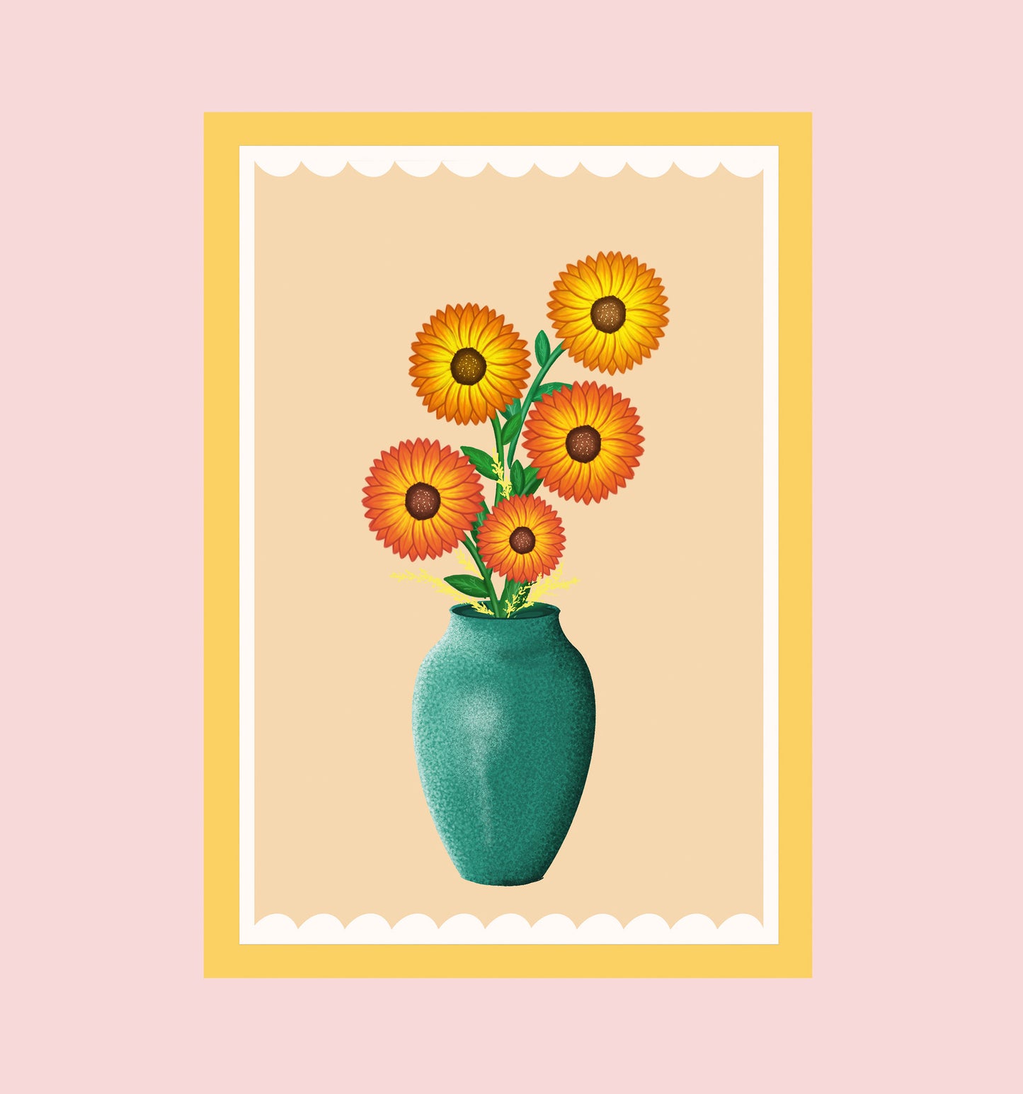 ‘Sunflowers in blue vase’ card